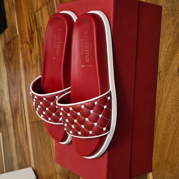 Valentino Red Slide Sandals Size 35 - Picture 2 of 4